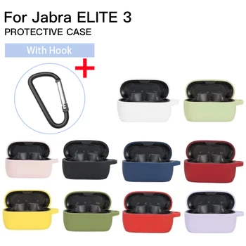 Беспроводные наушники Bluetooth, силиконовый мягкий чехол для Jabra Elite 3, противоударный защитный рукав с крючком, защита от падения