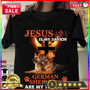 Иисус - мой спаситель, немецкая овчарка - моя терапия, рубашка S-5XL с длинными рукавами
