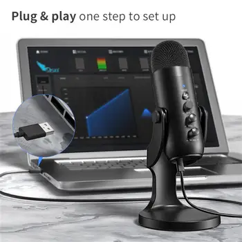 Конденсаторный микрофон 3,5 мм разъем USB Профессиональный микрофон для ПК, ноутбука, студии звукозаписи, поющей в прямом эфире
