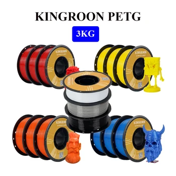 KINGROON 3 КГ Petg Нить 1,75 мм 3D Печать Пластиковый Материал Без Пузырьков Экологически чистый Многоцветный для Ручек 3D-Принтеров