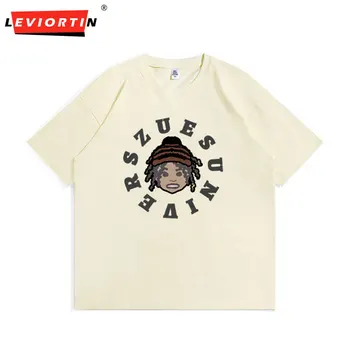 Мужская хип-хоп футболка с портретным принтом, панк-готическая футболка, уличная одежда 2023, модные футболки Harajuku, Летние повседневные рубашки с коротким рукавом