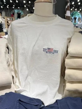 Модные футболки с вышивкой в виде флага с буквами, женские осенние хлопковые топы с круглым вырезом и необработанным подолом, женские винтажные шикарные футболки Y2K