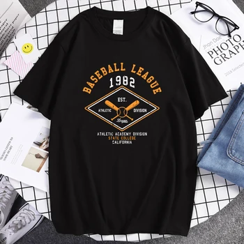 Бейсбольная лига Est. Спортивный дивизион 1982 года, мужская футболка с принтом, летняя уличная хлопковая футболка с круглым вырезом и коротким рукавом