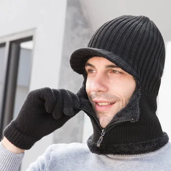 Красивая взрывная осенне-зимняя вязаная шапка с темпераментом, мужской уличный пуловер, шапка плюс шерстяная шапка, мужская шляпа, комплект из двух частей