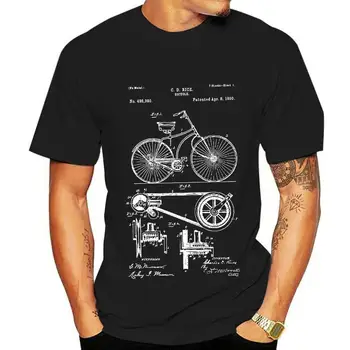 Горячая распродажа 2023, Новая мужская футболка, Велосипедная футболка, Велосипедная рубашка, Винтажная велосипедная рубашка, патент на велосипед, футболка с круглым вырезом, Патент на велосипед