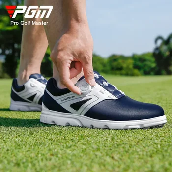 Мужские туфли для гольфа PGM с вращающимися шнурками Спортивные кроссовки для отдыха Нескользящие кроссовки Водонепроницаемые дышащие туфли для гольфа XZ304