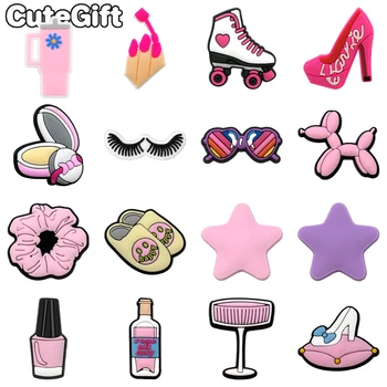 16 шт., набор розовых амулетов из крокодила, украшения для обуви в замке принцессы, для сабо, сандалий, Gibitz, подарков для женщин и девочек, Y2K, амулетов для обуви