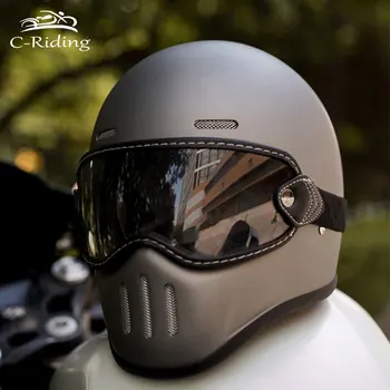 Мотоциклетный шлем унисекс из стекловолокна, Винтажные шлемы Thompson Full Face, Мотоциклетный шлем с козырьком, Одобренный Dot Casque De Moto