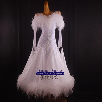 Индивидуальное платье для соревнований по бальным танцам, женская высококачественная одежда для современного вальса, танго, стандартная одежда для выступлений со стразами
