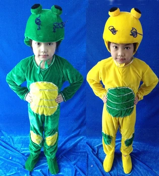 Бесплатная доставка, детский косплей на Хэллоуин, желто-зеленый костюм кузнечика с длинным рукавом, шляпа, чехол для ног