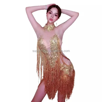 Сексуальное клубное женское сценическое платье для латиноамериканских танцев, Прозрачная сетка, Короткие платья для выпускного вечера с кисточками из горного хрусталя