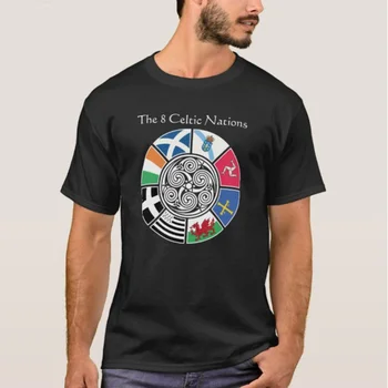 Футболка с изображением флага восьми древних кельтских наций, Новая футболка из 100% хлопка с коротким рукавом и круглым вырезом, повседневный мужской топ