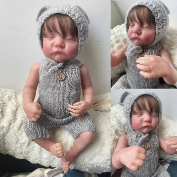 18-дюймовая спящая кукла Levi для всего тела, новорожденная кукла Reborn, гибкий 3D оттенок кожи с видимыми венами, кукла для волос у корней рук