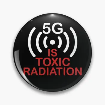 5G - это токсичное излучение, останавливающее сети 5G, Программная кнопка, Забавные Металлические Креативные украшения, Значок на воротнике, Одежда для любителей мультфильмов