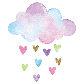 6ШТ настенных наклеек, расписанных вручную разноцветными облаками любви, украшение детской комнаты, самоклеящиеся съемные наклейки, долговечные