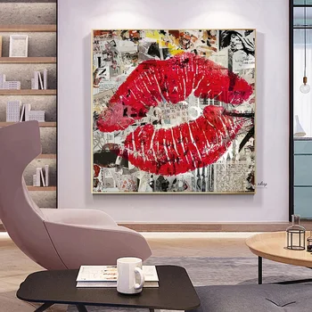 Сексуальная девушка, красные губы, граффити, картина на холсте, женский рот, абстрактный плакат, настенная художественная картина, украшение дома в гостиной