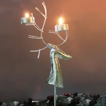 Настольный подсвечник, сверкающие Рождественские подсвечники, Праздничные украшения для рабочего стола с термостойкими круглыми основаниями, Рождественская елка, Лось