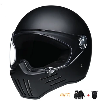 Бесплатная маска-перчатка, мотоциклетные шлемы на все лицо, Ретро Мотогонки, Мотокросс, спортивный Четырехсезонный защитный мотоциклетный шлем