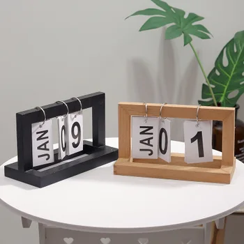 Простой креативный деревянный перекидной календарь в скандинавском стиле, простой домашний настольный рабочий стол, настольный календарь с деревянным орнаментом