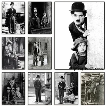 Винтажный черно-белый плакат Чарли Чаплина, известный комедийный актер, Картина на холсте, настенные художественные картины, Украшение дома в гостиной