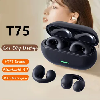 НОВЫЕ беспроводные наушники Bluetooth 5.3 с костной проводимостью, музыкальная гарнитура с шумоподавлением T75, наушники для спортивных игр с функцией HD-вызова