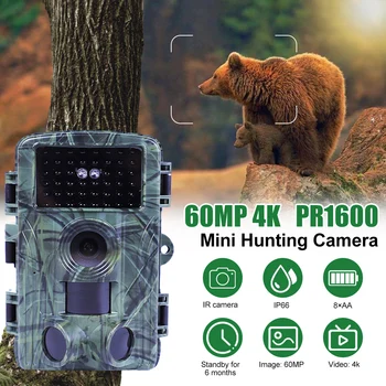 Уличная WiFi камера для охоты на тропе 60MP 4K Инфракрасная камера ночного видения с активацией движения, Водонепроницаемые фотоловушки дикой природы