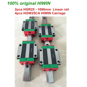 Линейный рельс HGR25 HIWIN: 2шт 100% оригинальный рельс HIWIN HGR25 - 1000mm rail + 4шт блоки HGW25CA для фрезерного станка с ЧПУ