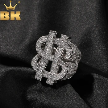 TBTK Роскошное Кольцо со знаком доллара, покрытое льдом из кубического циркония, хип-хоп Модное кольцо, панк-украшения для мужчин и женщин в подарок