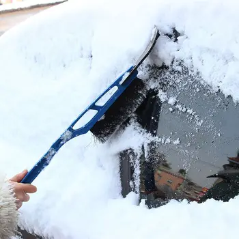 Автомобильный скребок для льда 2-в-1 ABS Щетка для удаления снега с автомобиля с длинной ручкой 43 см, инструмент для очистки зимних окон автомобиля от снега