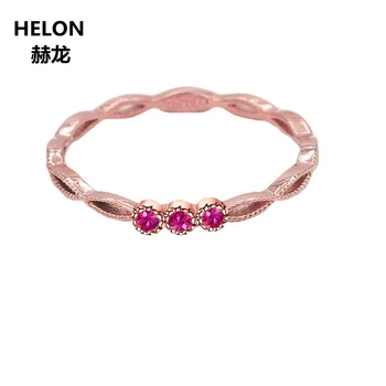 Женское обручальное кольцо из цельного 14-каратного розового золота с натуральным рубином, Юбилейное Обручальное кольцо в стиле Ар-деко, Винтажное кольцо, Изысканные ювелирные изделия
