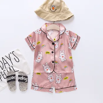 Комплект атласных пижам для малышей, пижамы с короткими рукавами, пижамы для девочек (9 м-4 Т)