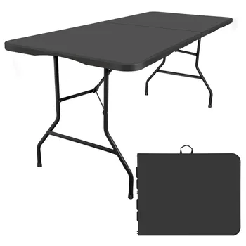 Складной столик SUGIFT из черного пластика прямоугольной формы длиной 6 футов