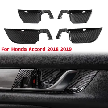 4 шт. Внутренняя дверная ручка автомобиля из углеродного волокна, накладка на чашу, Декоративная наклейка для Honda Accord 2018 2019