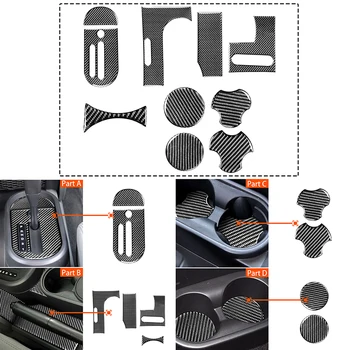 Высококачественная Наклейка для Внутренней Отделки Автомобиля из Углеродного Волокна Jeep Wrangler 2007-2010 Gear Console Water Cup Sticker Coaster Car Decor