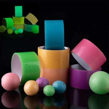 6шт 4,8 см Креативных Красочных Светящихся липких шариковых лент DIY Sticky Ball Tape Красочная лента для снятия стресса Декомпрессионные Игрушки
