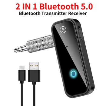 Передатчик-приемник Bluetooth 5.0 2 in1 Беспроводной адаптер 3,5 мм Аудио Стерео AUX Адаптер для автомобильного аудио Музыкальная гарнитура громкой связи