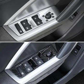 Для Audi Q3 2019-2022 Аксессуары из углеродного волокна, матовые Аксессуары для салона автомобиля, Внутренняя дверь, Подлокотник, Оконное стекло, Кнопка подъема, Отделка крышки