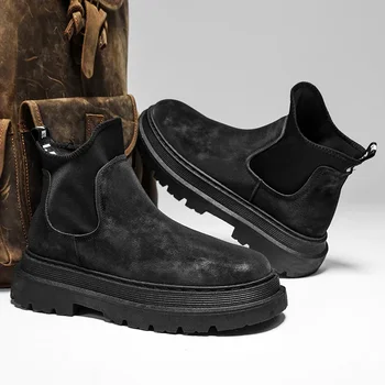 Новая Мужская Рабочая Обувь С Увеличенной Высотой, Оксфорды В Западном стиле, Мужские Зимние Осенние Ботинки 