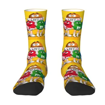 Крутые носки с мультяшным принтом M Double MS для женщин и мужчин, стрейчевые Летние Осенне-зимние забавные носки Candy Chocolate Crew