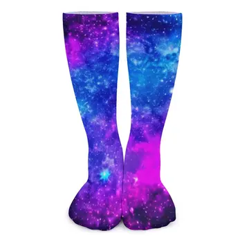 Абстрактные носки Galaxy, синие и розовые чулки Harajuku, Зимние Нескользящие носки унисекс, теплые Мягкие носки для скейтборда с рисунком