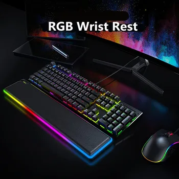 RGB подставка для запястья PU Клавиатура Накладка на запястье из пены с эффектом памяти Эргономичная накладка с 16 режимами освещения на 104 клавиши Игровая клавиатура
