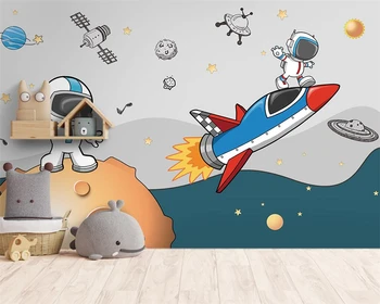 beibehang Индивидуальные современные новые трехмерные космические ракеты-космонавты фон детской комнаты papel de parede обои