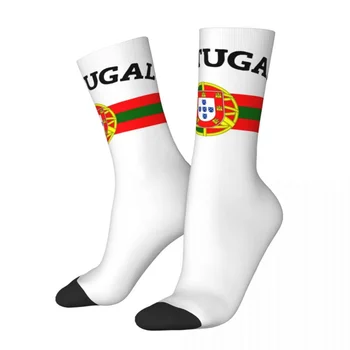 Harajuku Флаг Сборной Португалии по Футболу Португальский Щит С Гербом Баскетбольные Носки из Полиэстера Длинные Носки для Унисекс Нескользящие