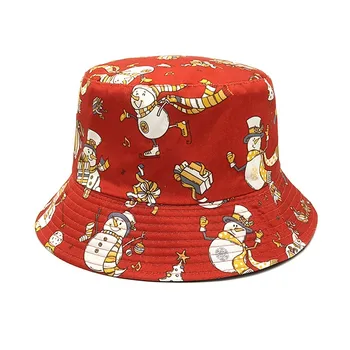 Шляпа с принтом Санта-Клауса и Снеговика, цветочный горшок, мужской и женский зонт, рыбацкая шляпа, модные мужские шляпы от солнца