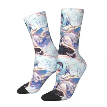 Сумасшедший дизайн Официальное оформление лицензионного соглашения Genshin Impact Eula Баскетбольные носки Длинные носки из полиэстера для унисекс впитывающие пот
