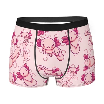Kawaii Babies, милые розовые трусы с рисунком Maxolotl, дышащие трусики, мужское нижнее белье, удобные шорты-боксеры