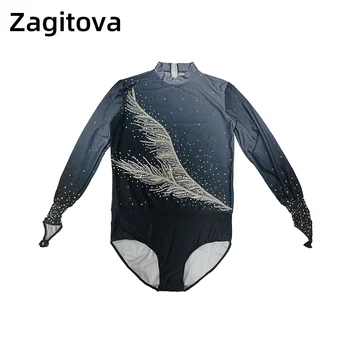 ZAGITOVA Платье для фигурного катания для мужчин И мальчиков, одежда для катания на коньках, Комбинезон для акробатики и гимнастики С бриллиантами, Черный градиент