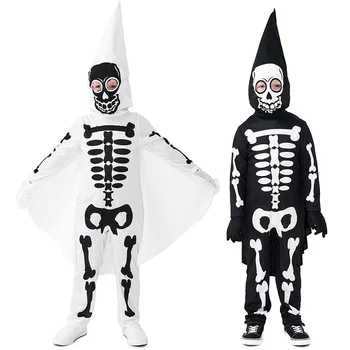 Costume de Zombie pour enfants, Costume d'halloween, masque de Zombie, Cosplay, squelette effrayant, crâne, combinaison, ensembl
