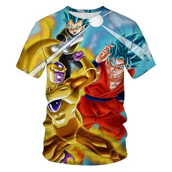 Новые футболки для мальчиков и девочек, Футболка Dragon Ball Z от 3 до 14 лет, 2023 Летние Детские Повседневные Футболки с 3D Принтом Гоку Вегета и коротким рукавом