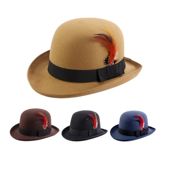 Западный цилиндр с широкими полями Фетровая шляпа Подарок парню Цилиндр с короткими полями